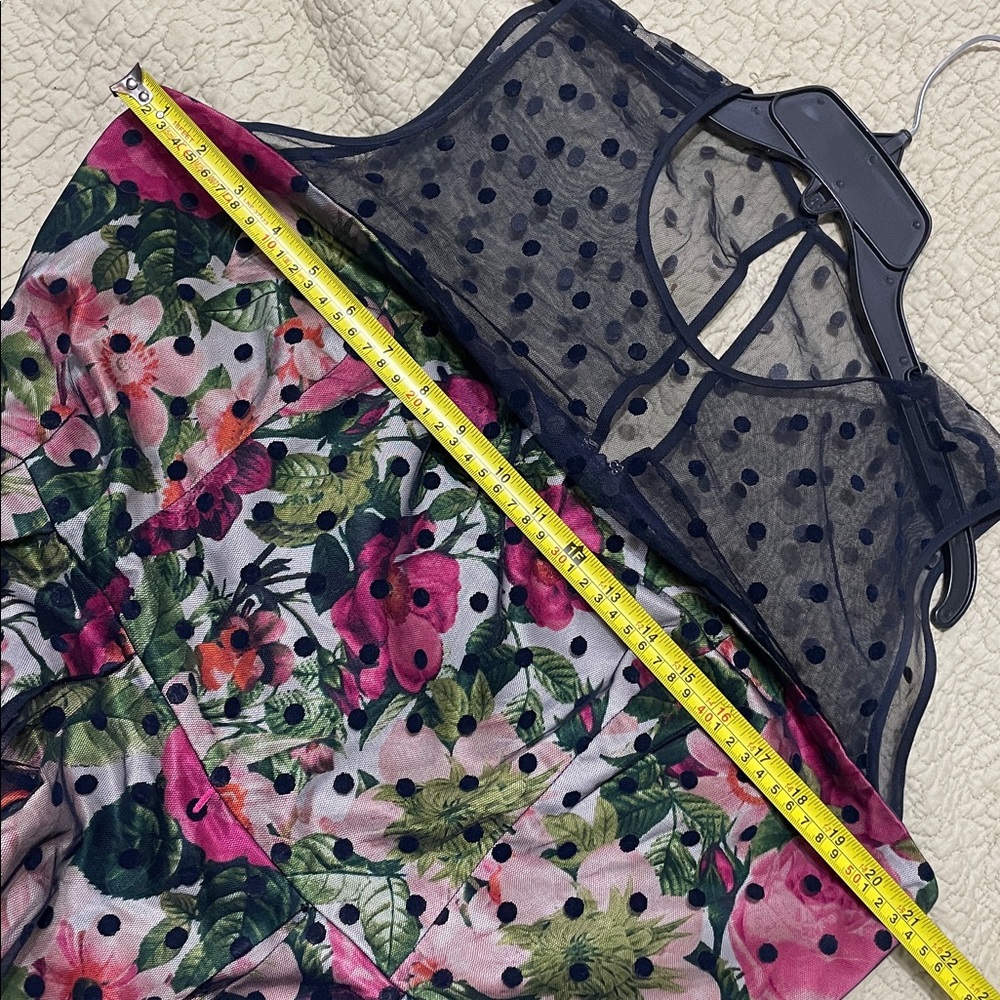 polkadot lace dark floral fit and flared dress - Picture 4 of 7